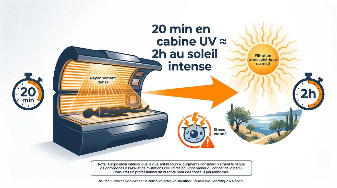 Comparaison des risques entre cabine UV et exposition solaire naturelle