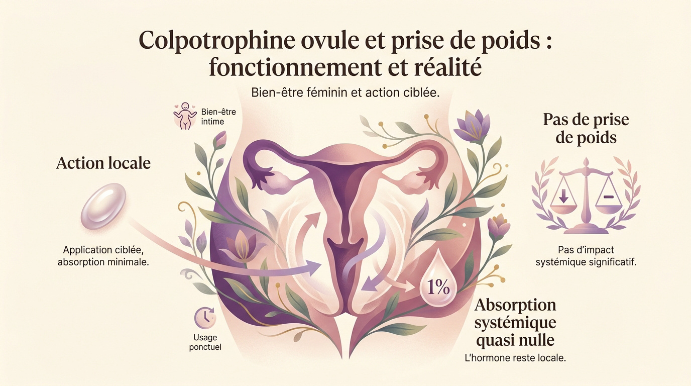 Action locale de l'ovule Colpotrophine sans impact sur le poids corporel