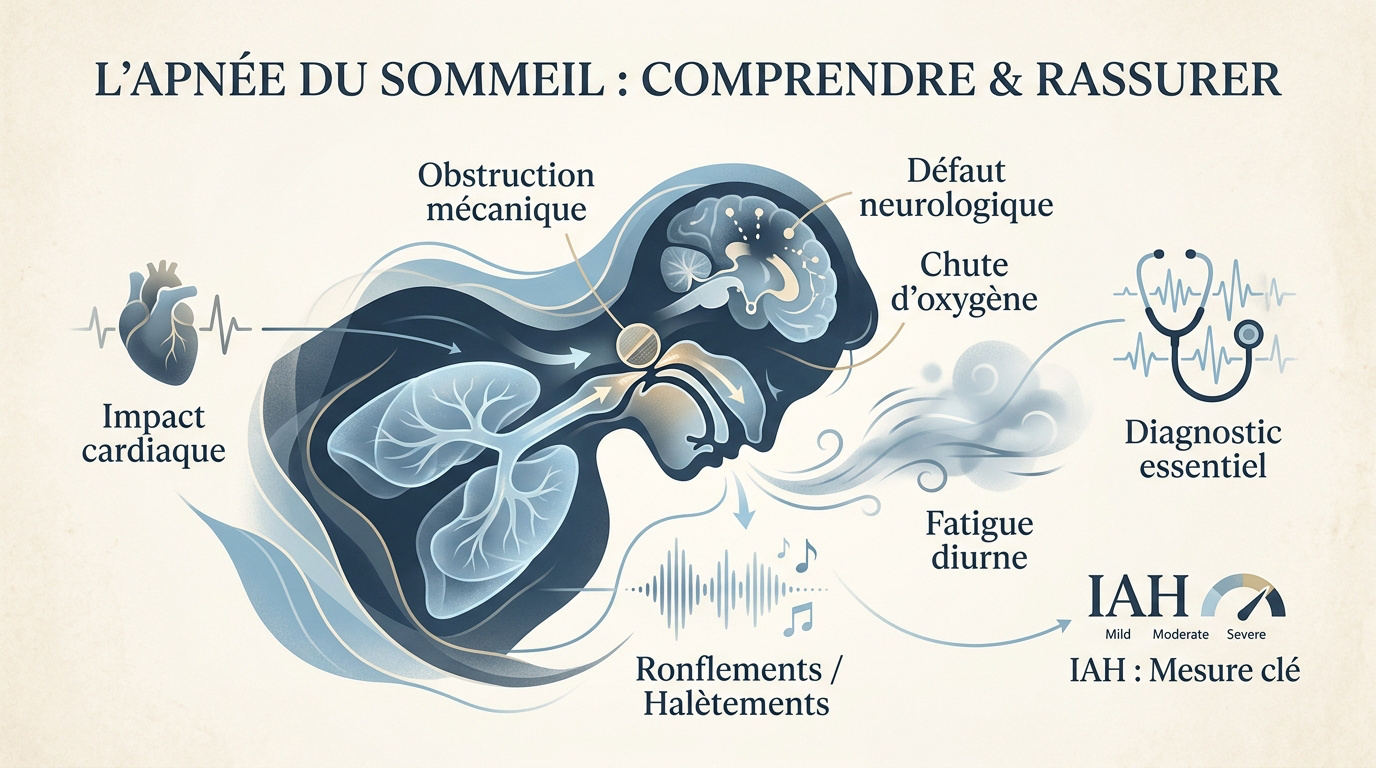 Représentation pédagogique des voies respiratoires pendant le sommeil