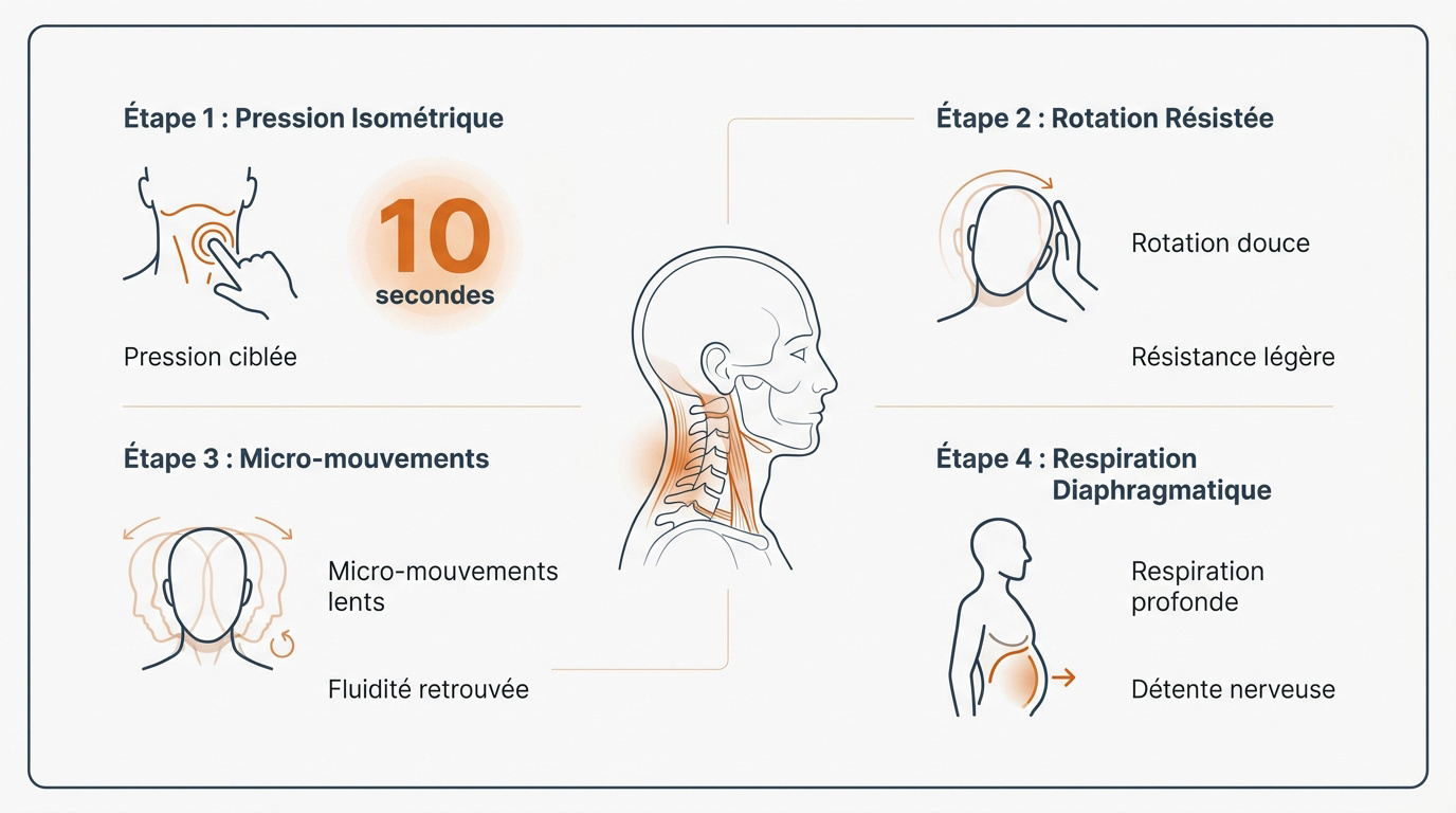 Infographie montrant les points de pression pour soulager un torticolis rapidement