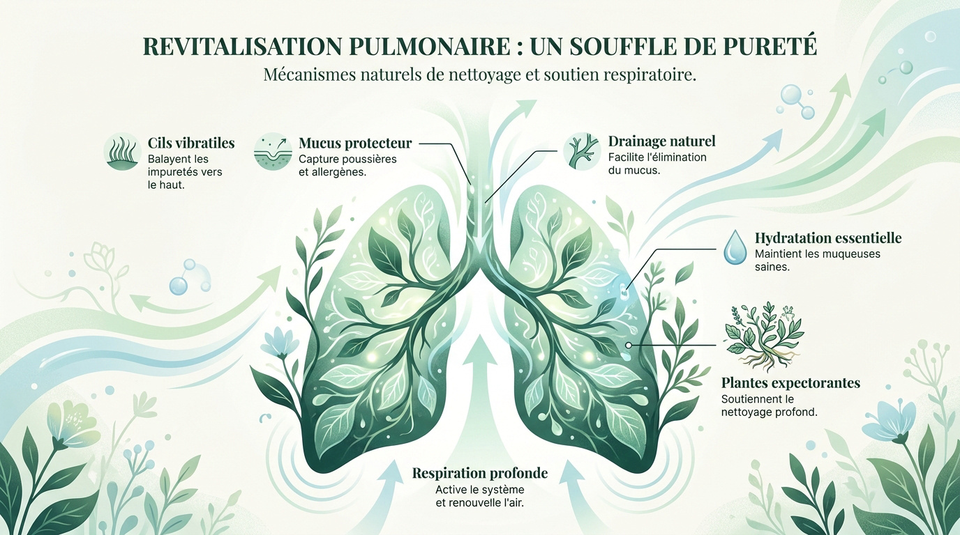 Illustration de la revitalisation pulmonaire et de la pureté respiratoire